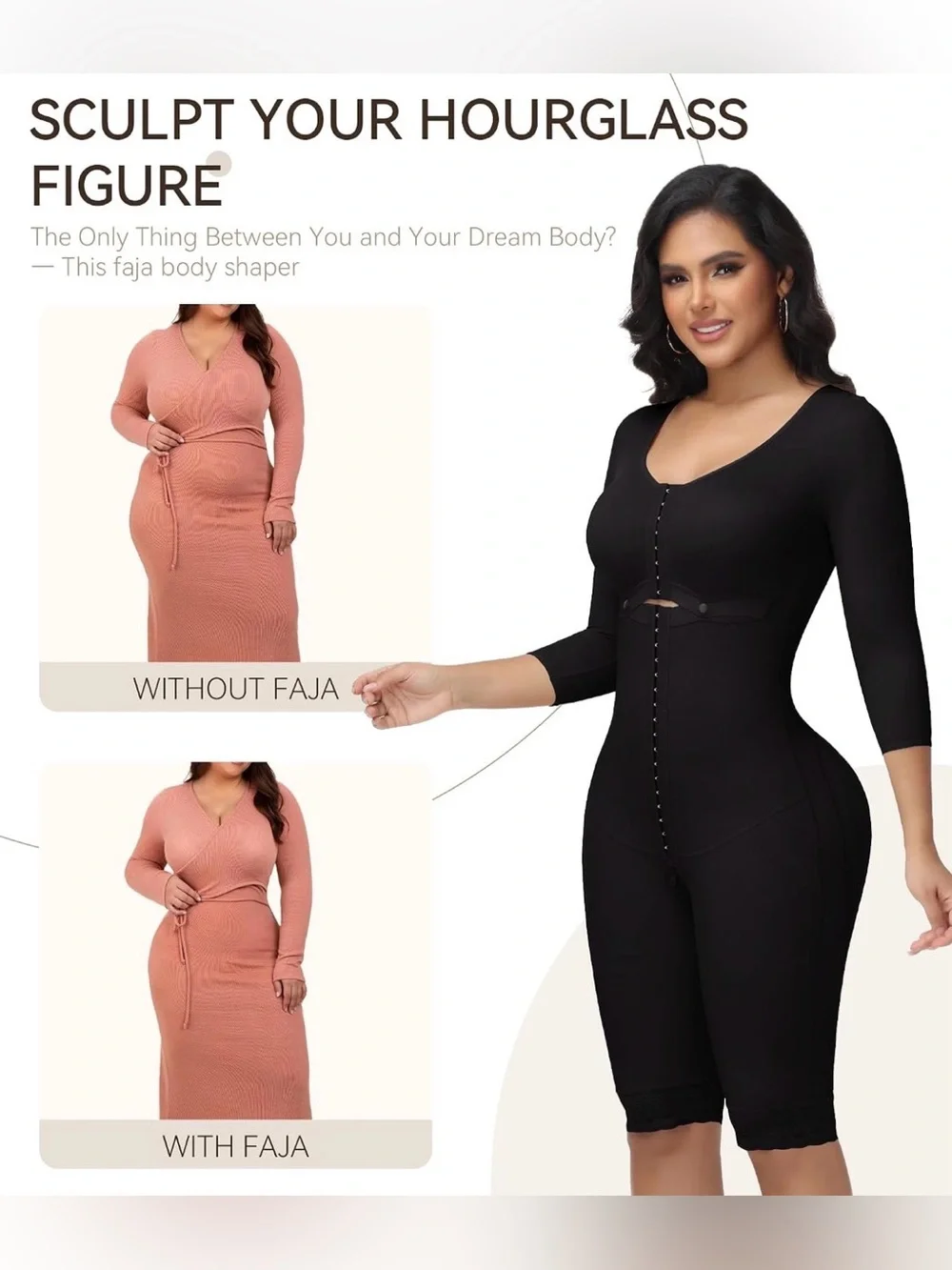 Full Body Sculpting Shapewear Bodysuit - Black